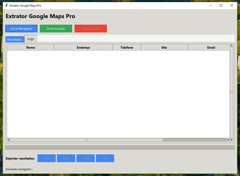 Extrator Google Maps Pro em ação